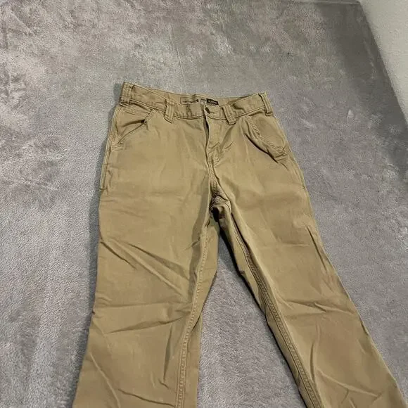 Carhartt Work Pants Mens 30x28 Khaki Rugged Flex Relaxed Fit Canvas Utility - Picture 2 of 9